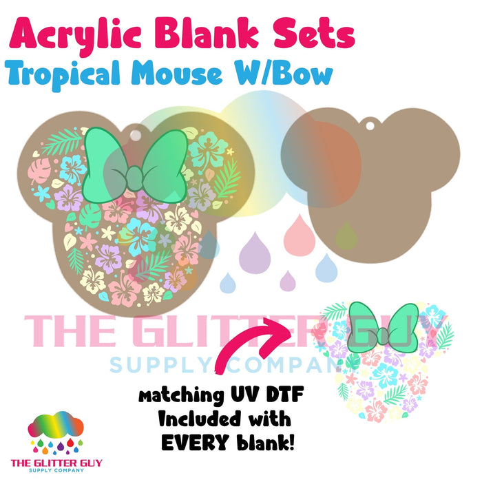 Acrylic Blank & Keychain Kit - Tropical Mouse With Bow