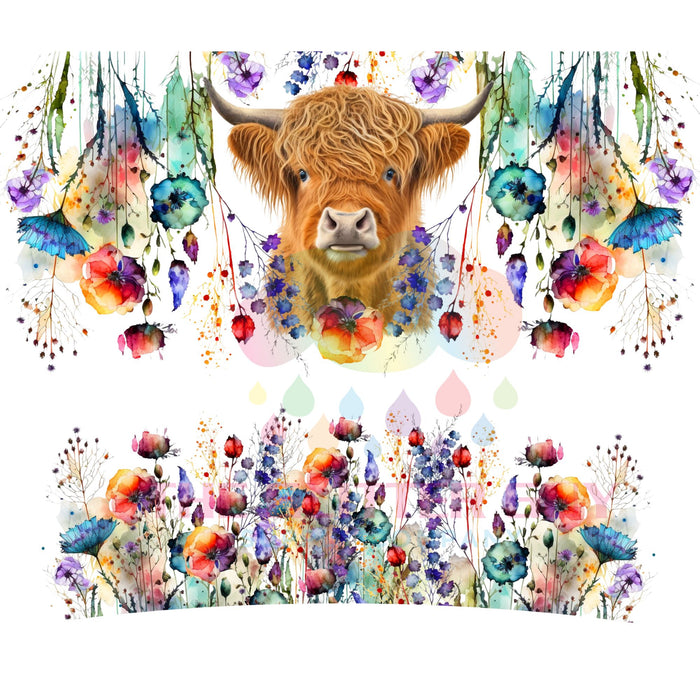40 oz Tumbler Wrap - UVDTF Ink Transfers - Wildflower Bovine