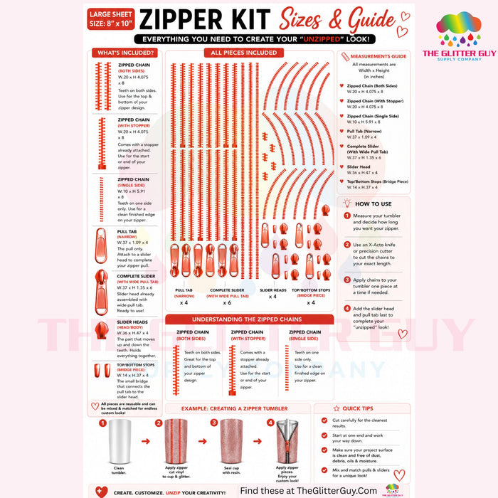 Premade Gang Sheet - Silver Zipper Pieces