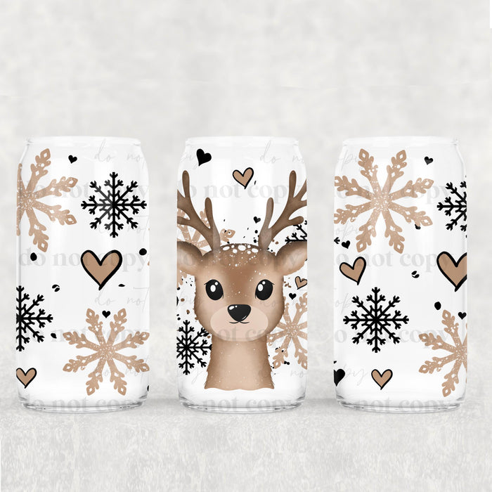 Libbey Can Wrap 16oz -  UV DTF Ink Transfers | Winter Deer