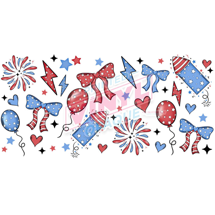 Libbey Can Wrap 16oz -  Ink Transfers | July 4th