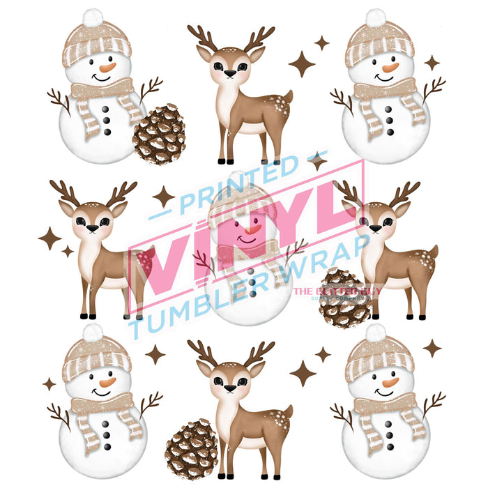 Printed Decal -  Deer Snowman