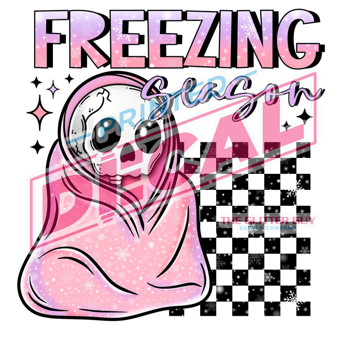 Printed Decal - Freezin Season Skelly