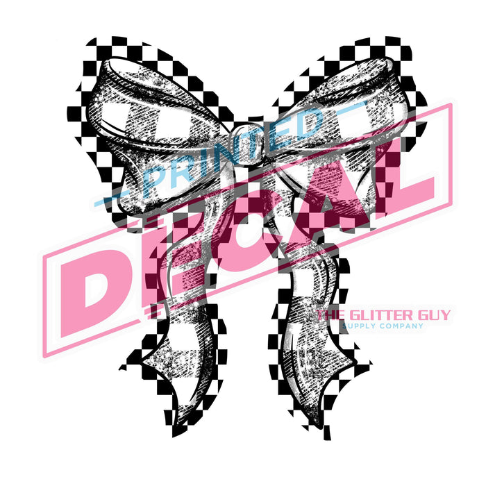 Printed Decal - Black Plaid Bow