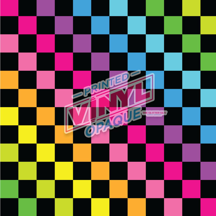 Printed Vinyl - Neon Checkered