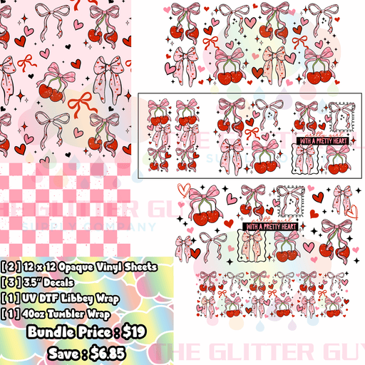 Cherry Bows - Printed Vinyl Bundle | Printed Vinyl from The Glitter Guy
