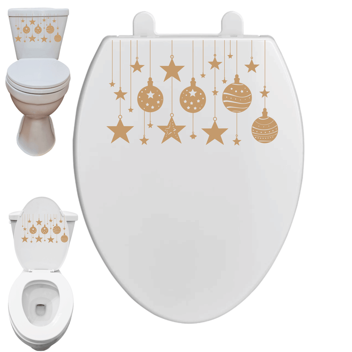 Christmas Balls Gold Funny Toilet Decal – Premium Ink Transfer Bathroom Sticker | from The Glitter Guy
