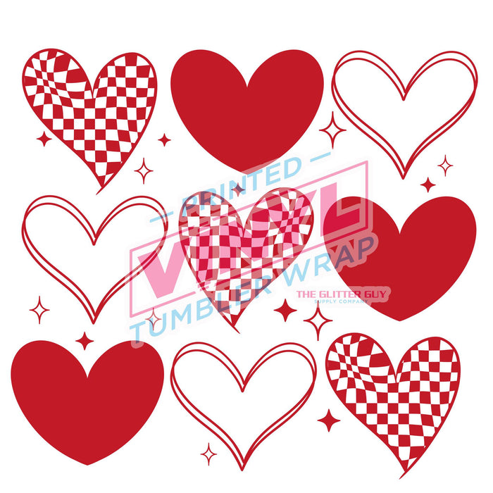 Printed Decal - Red Heart Grid