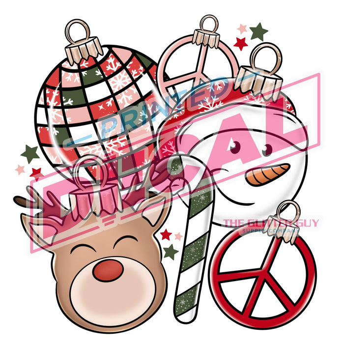 Printed Decal - Retro Christmas Collage