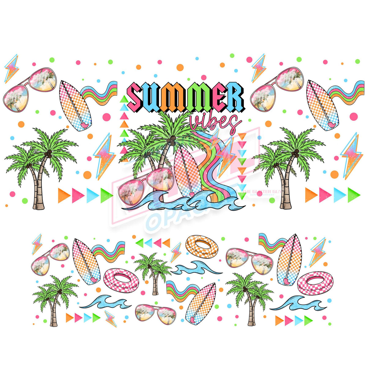 40 oz Tumbler Wrap - UVDTF Ink Transfers - Summer Vibes — The Glitter Guy