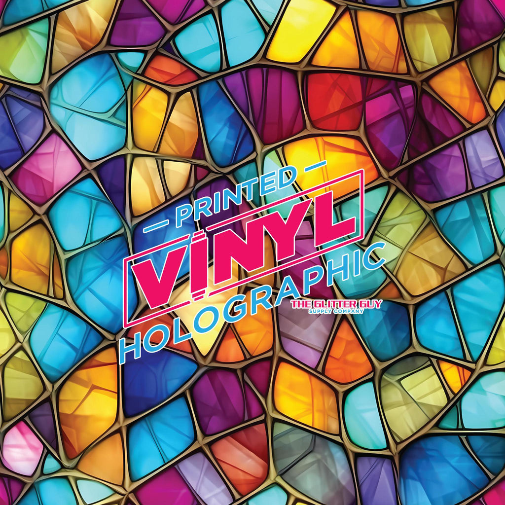 143 HOLOGRAPHIC - Stained Glass Rose 12x12 Pattern Vinyl