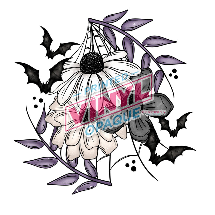 Printed Decal - Floral Bat Purple