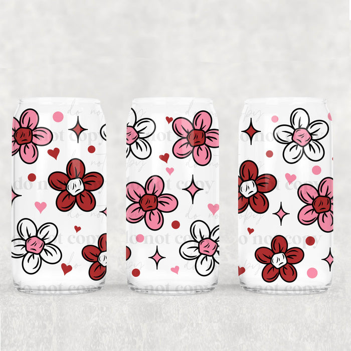 Libbey Can Wrap 16oz -  UV DTF Ink Transfers | Valentines Flowers