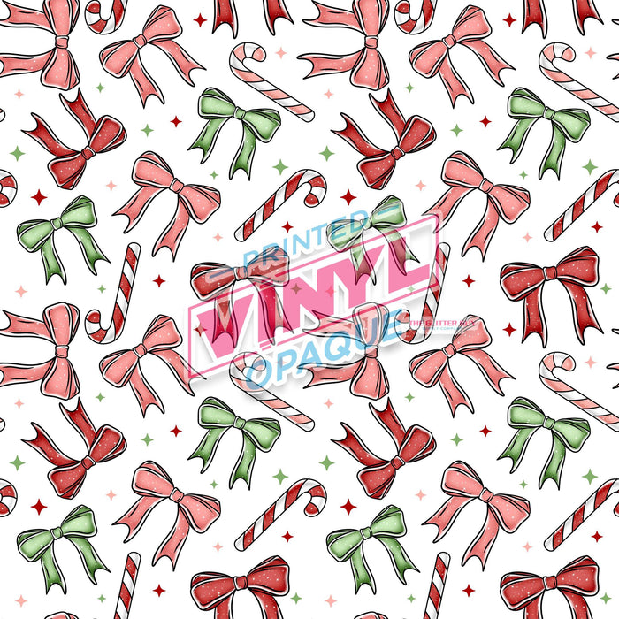 Printed Vinyl - Candy Canes & Bows