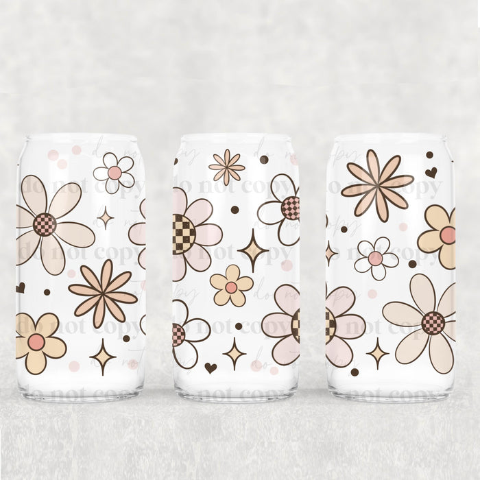 Libbey Can Wrap 16oz -  Ink Transfers | Daisy Neutral