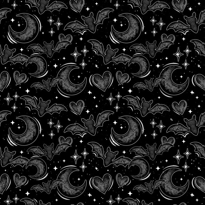 Printed Vinyl - Bats And Hearts Black