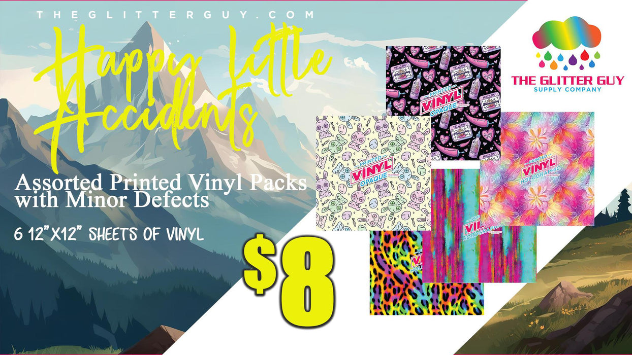 Happy Little Accidents - Printed Vinyl (Minorly Defective Prints 6 Packs) | Printed Vinyl from The Glitter Guy