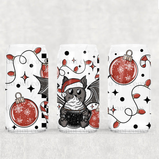 Libbey Can Wrap 16oz - Ink Transfers | Batty Christmas | UVDTF from The Glitter Guy