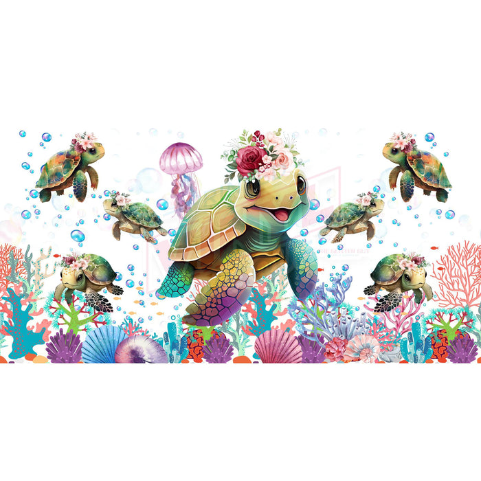 Libbey Can Wrap 16oz - Ink Transfers |Cute Sea Turtles | from The Glitter Guy