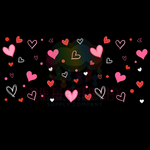Libbey Can Wrap 16oz - Ink Transfers | Hearts | from The Glitter Guy