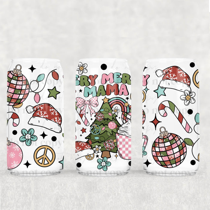 Libbey Can Wrap 16oz - Ink Transfers | Merry Mama | UVDTF from The Glitter Guy