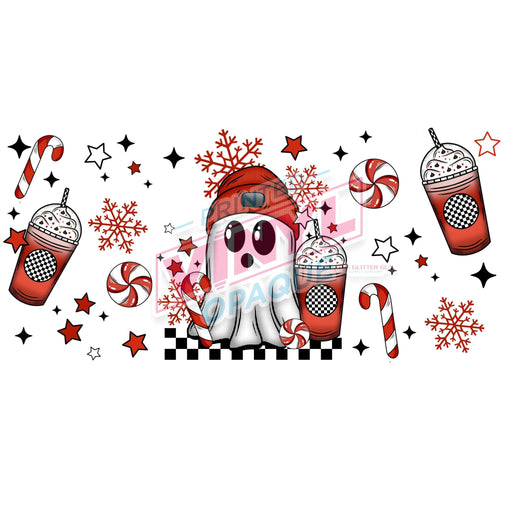 Libbey Can Wrap 16oz - Ink Transfers | Peppermint Ghostie | from The Glitter Guy