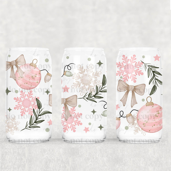 Libbey Can Wrap 16oz - Ink Transfers | Pink Ornaments | UVDTF from The Glitter Guy