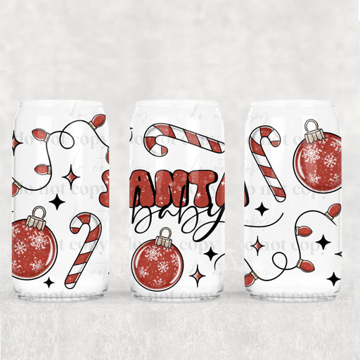 Libbey Can Wrap 16oz - Ink Transfers | Santa Baby | UVDTF from The Glitter Guy