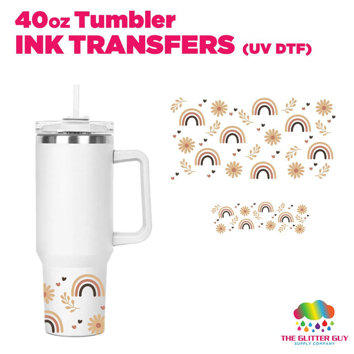 Muted Rainbow Daisy | 40oz Tumbler Wrap - Ink Transfers (UVDTF) | UVDTF from The Glitter Guy