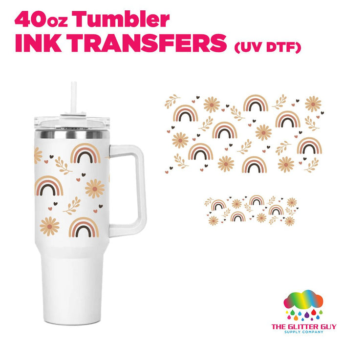 Muted Rainbow Daisy | 40oz Tumbler Wrap - Ink Transfers (UVDTF) | UVDTF from The Glitter Guy
