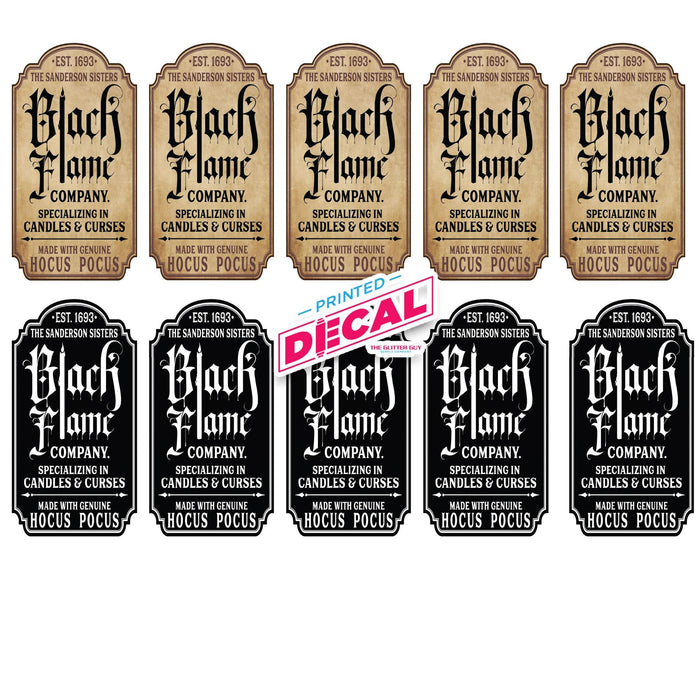 Printed Decal - Black Flame Candle | Decals from The Glitter Guy