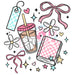 Printed Decal - Girly Bow Books Collage | Decals from The Glitter Guy