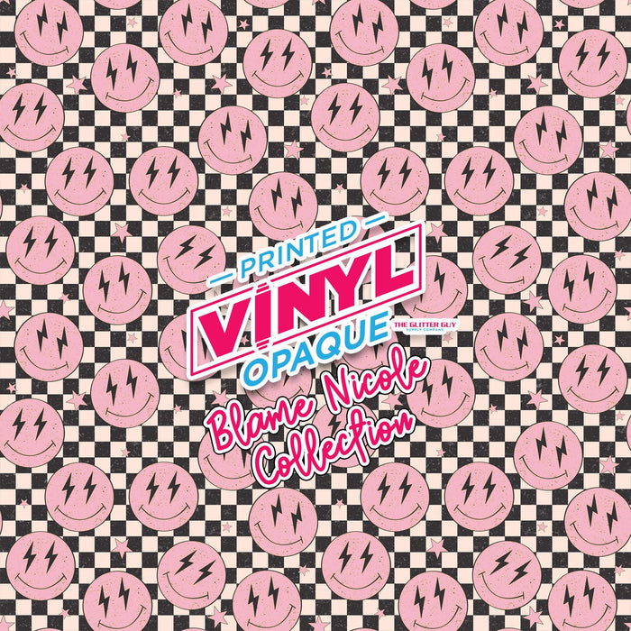 Printed Vinyl - Checkered Smiles | Printed Vinyl from The Glitter Guy