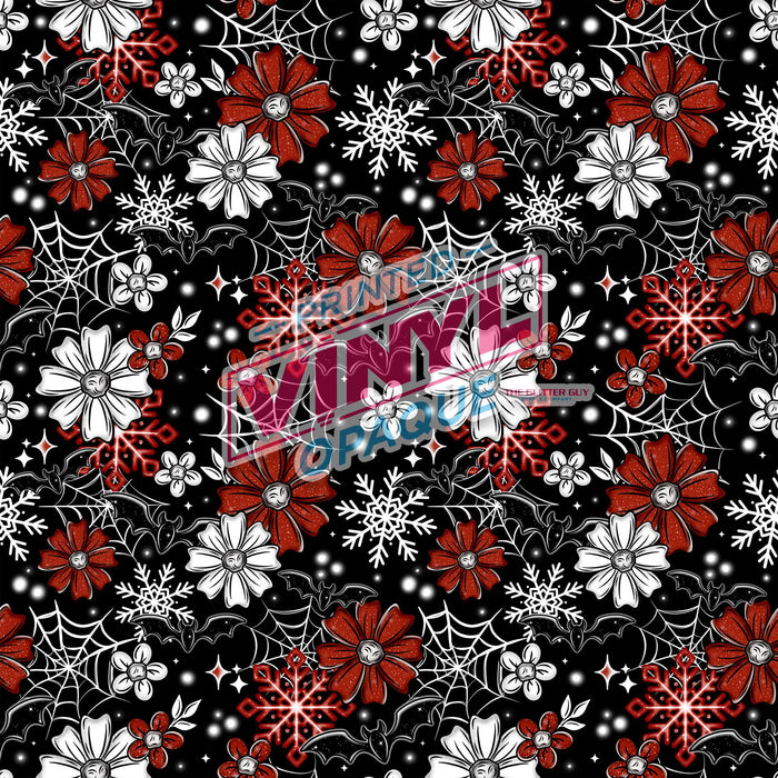 Printed Vinyl - Holiday Bat Florals | Printed Vinyl from The Glitter Guy