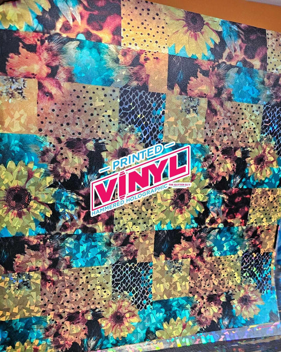 Printed Vinyl - Leopard Sunflower Turquoise | Printed Vinyl from The Glitter Guy