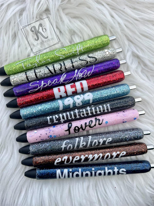 Printed Vinyl Pen Decals - Swift Album Pens | Decals from The Glitter Guy