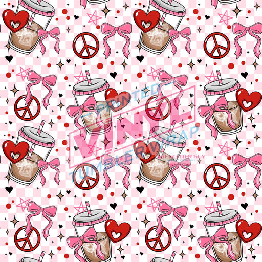 Printed Vinyl - Pink Iced Coffee | Printed Vinyl from The Glitter Guy