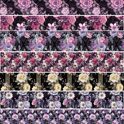 Printed Vinyl Stacked Stripes - Gothic Floral | Printed Vinyl from The Glitter Guy