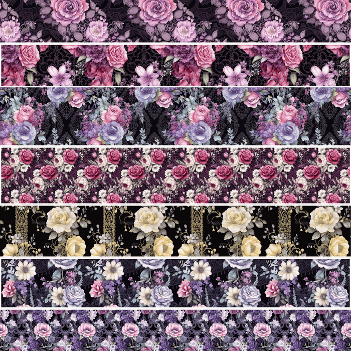 Printed Vinyl Stacked Stripes - Gothic Floral | Printed Vinyl from The Glitter Guy