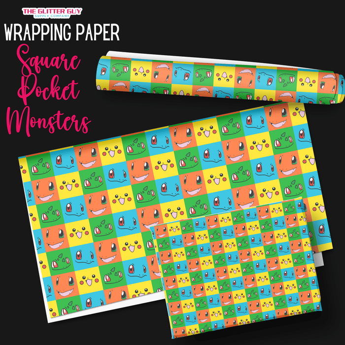 Wrapping Paper - Square Pocket Monster | Printed Vinyl from The Glitter Guy