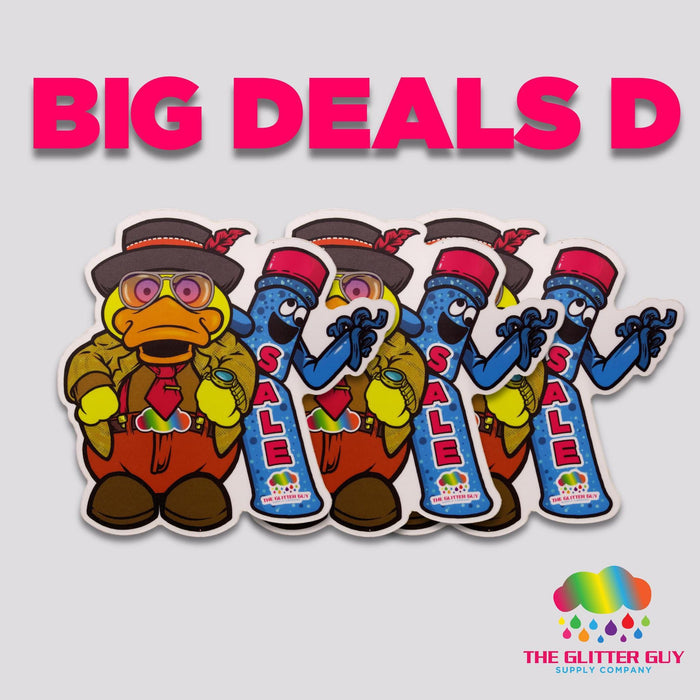 Big Deals D w/ Wacky Inflatable Glitter Tube Man Sticker | Sticker from The Glitter Guy